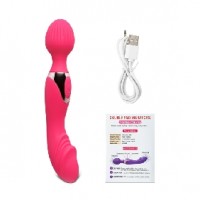 20 Function Double Ended Wand Massager, Silicone, RED, BOTH ENDS INDEPENDENTLY VIBRATE